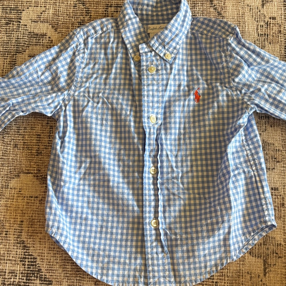Ralph Lauren Light Blue Checkered Kids Button-Down Shirt
